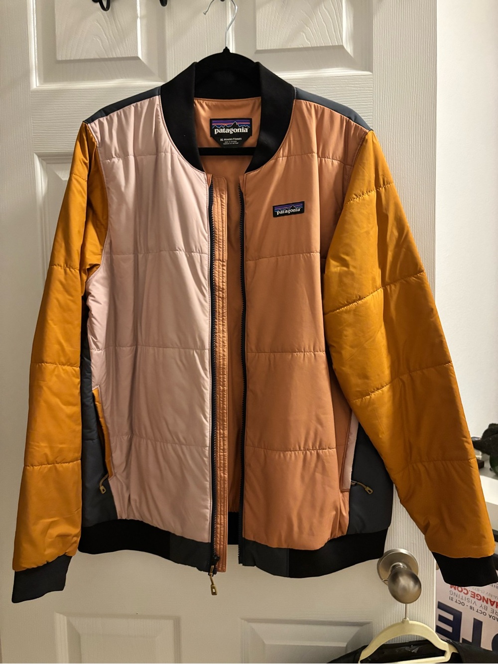 Patagonia Women’s Colorblock Bomber Jacket - Mustard, Blush & Navy